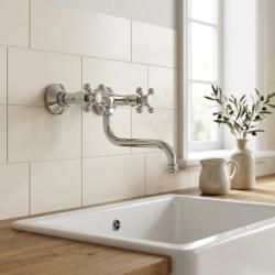 vintage-chrome-kitchen-faucet-wall-mounted